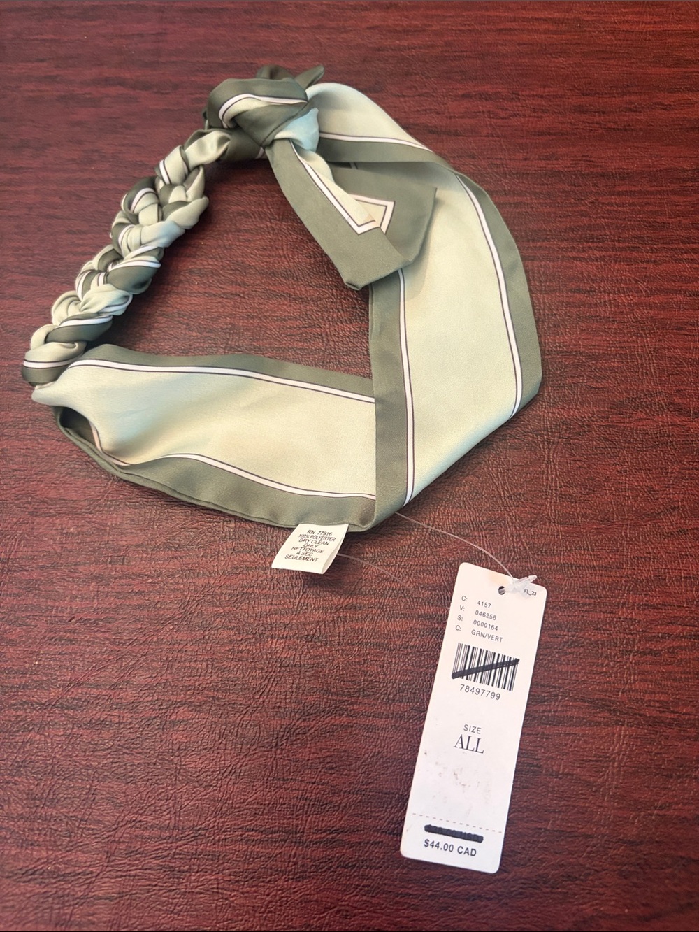 Anthropologie Braided Sage Green Silky Headband
